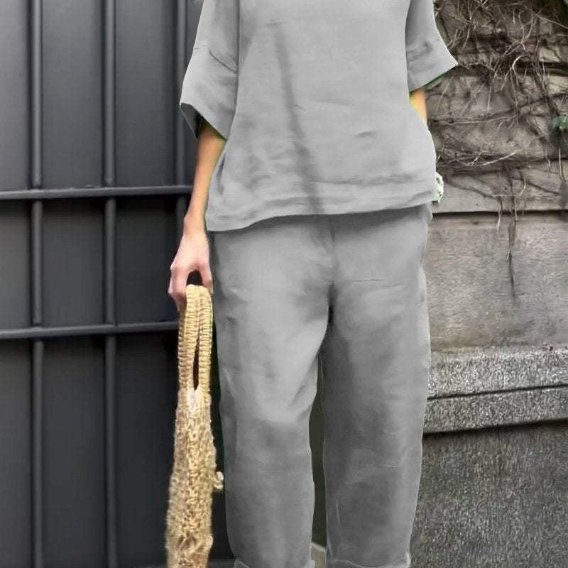 Ivory | Ensemble en lin décontracté avec coupe ample pour femmes