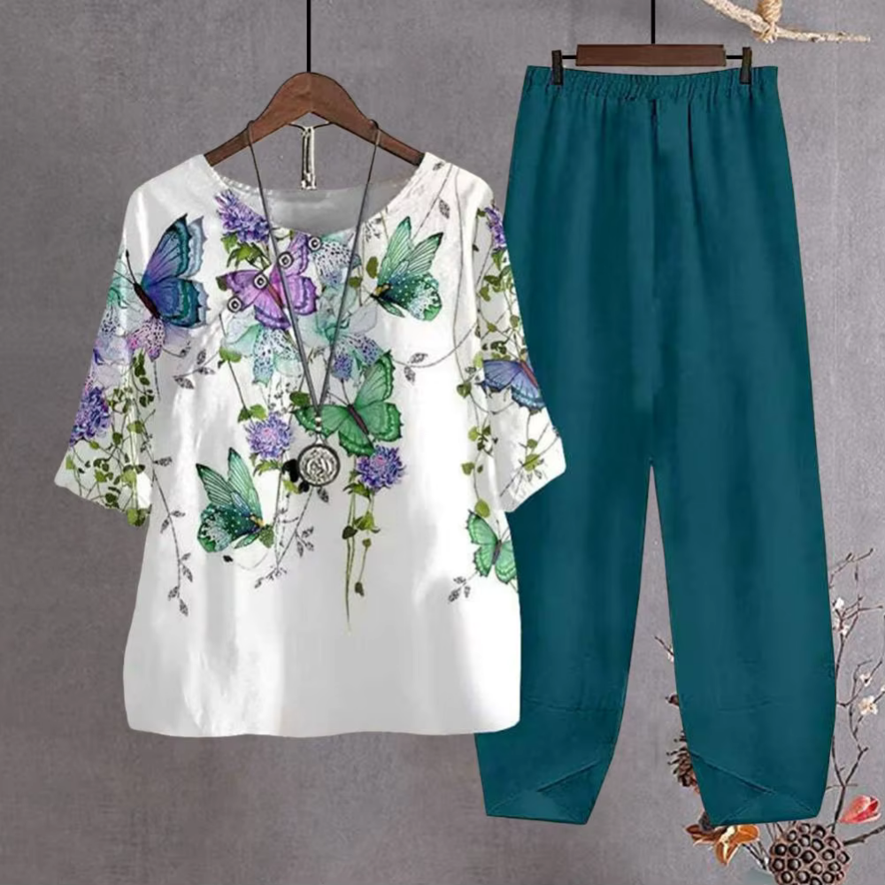 Tatum | Ensemble T-shirt en coton doux et pantalon à coupe décontractée pour femme