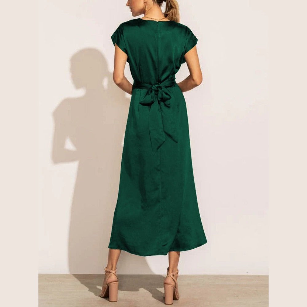 Claire | Robe midi élégante en soie pour femme
