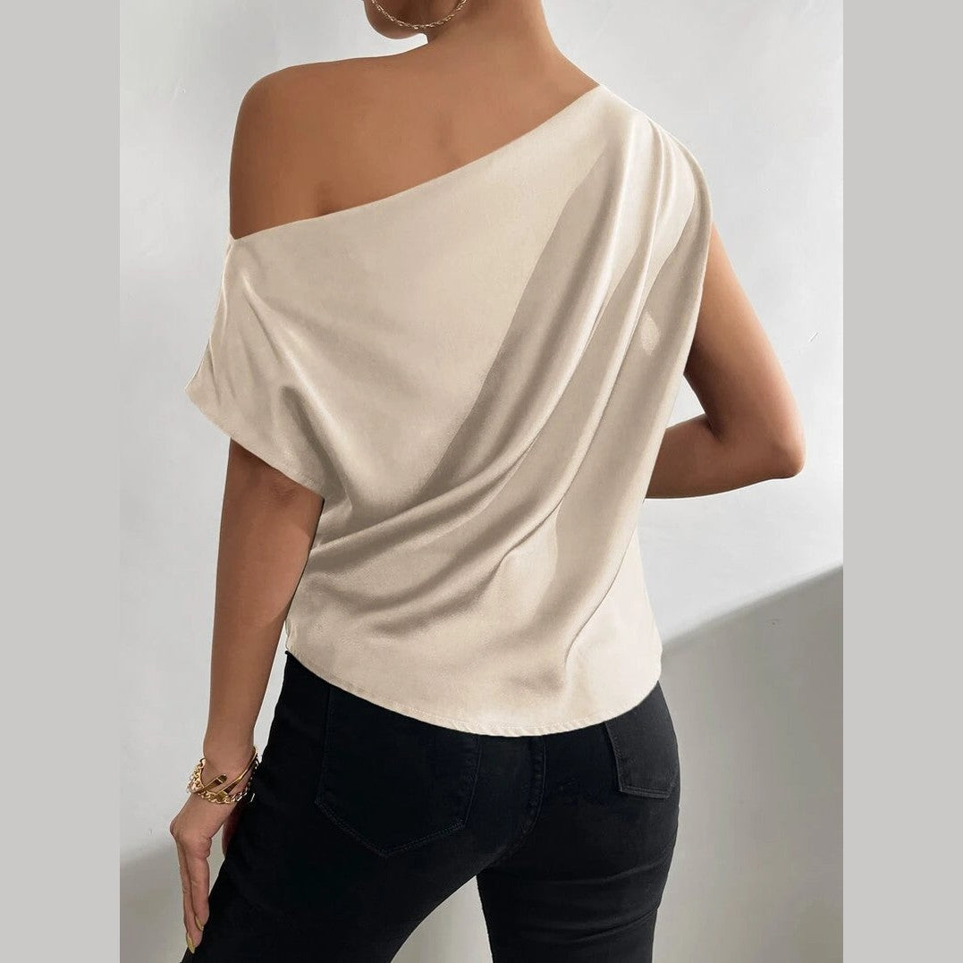 Aubrielle | Haut à Volants Épaules Dénudées et Coupe Fluide pour Femme