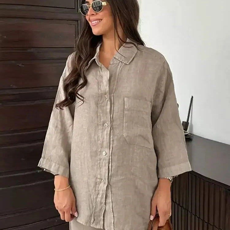 Aavya | Ensemble en lin décontracté avec un design confortable et léger pour femmes