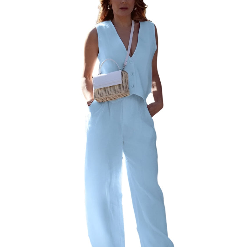 Lune | Ensemble deux pièces en lin blanc pour femmes