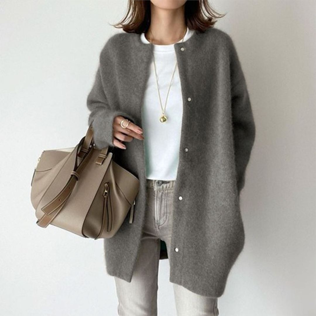 Cardigan Sophistiqué Amelia Essentielle Gris XS