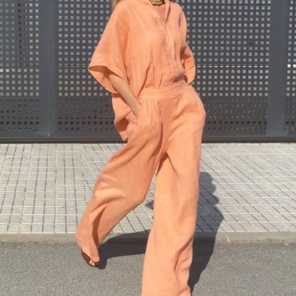Kynlee | Ensemble Chemise Oversize et Pantalon en Lin pour Femmes