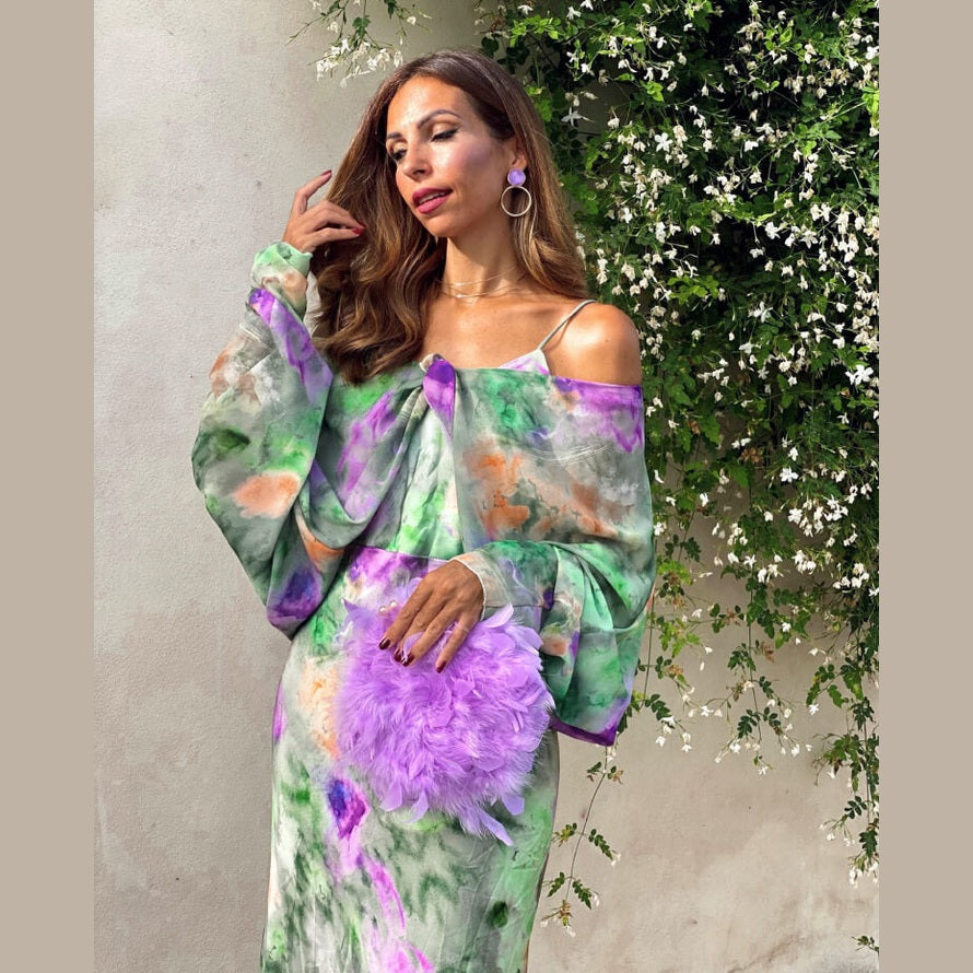 Jenna | Maxi robe halo-dyed stylée avec dos ouvert pour femmes
