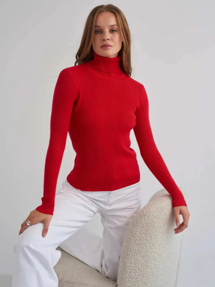 THE KONF™ | Pull à col roulé pour femme FEMININO Essentielle Taille unique Rouge