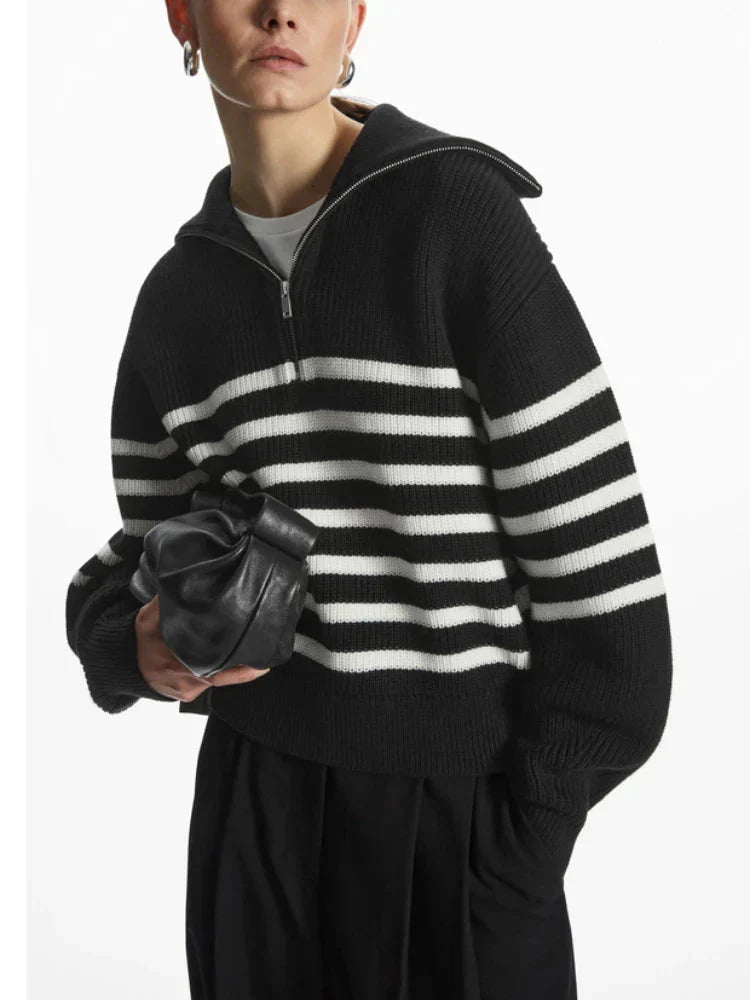 THE KONF™ | Pull tricoté féminin avec fermeture éclair FEMININO Essentielle