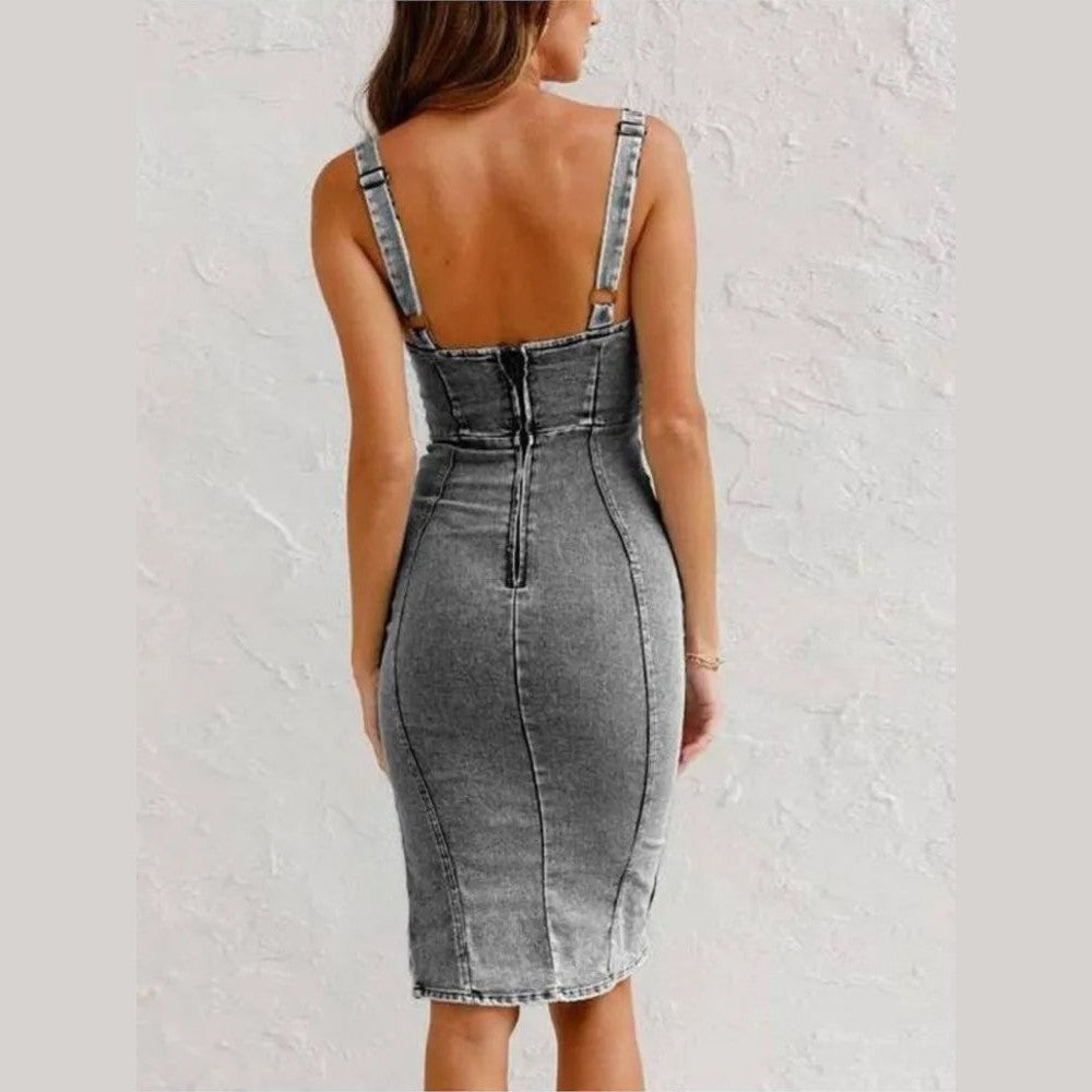 Nevaeh | Robe en denim à bretelles réglables
