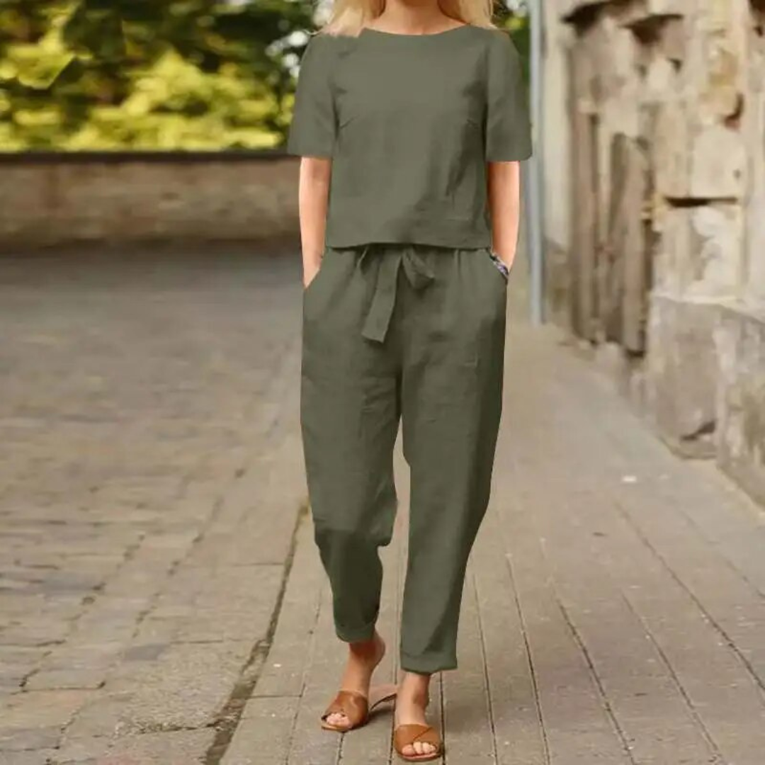 Faris | Ensemble deux pièces en lin élégant et confortable pour femme