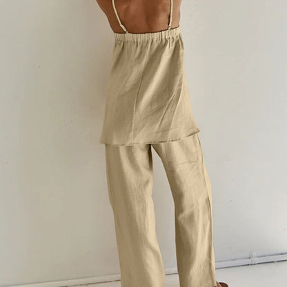 Zeina | Ensemble d'été décontracté beige pour femmes