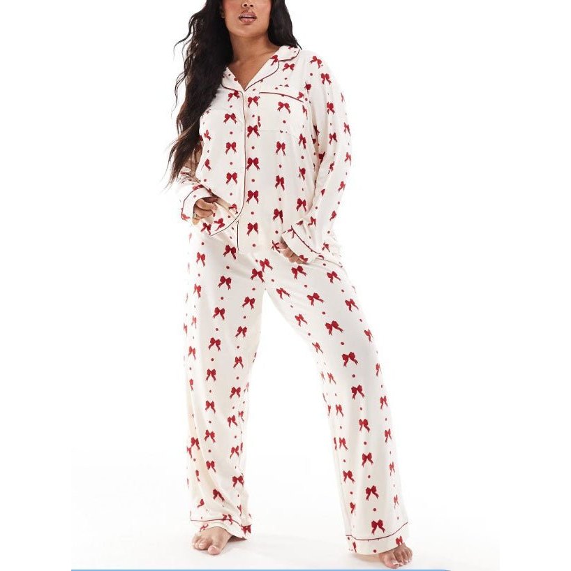 Ensemble Pyjama Femme à Motifs Nœud Rouge