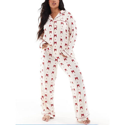 Ensemble Pyjama Femme à Motifs Nœud Rouge