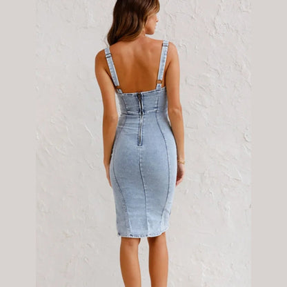 Nevaeh | Robe en denim à bretelles réglables