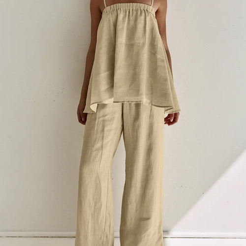 Zeina | Ensemble d'été décontracté beige pour femmes