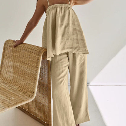 Zeina | Ensemble d'été décontracté beige pour femmes