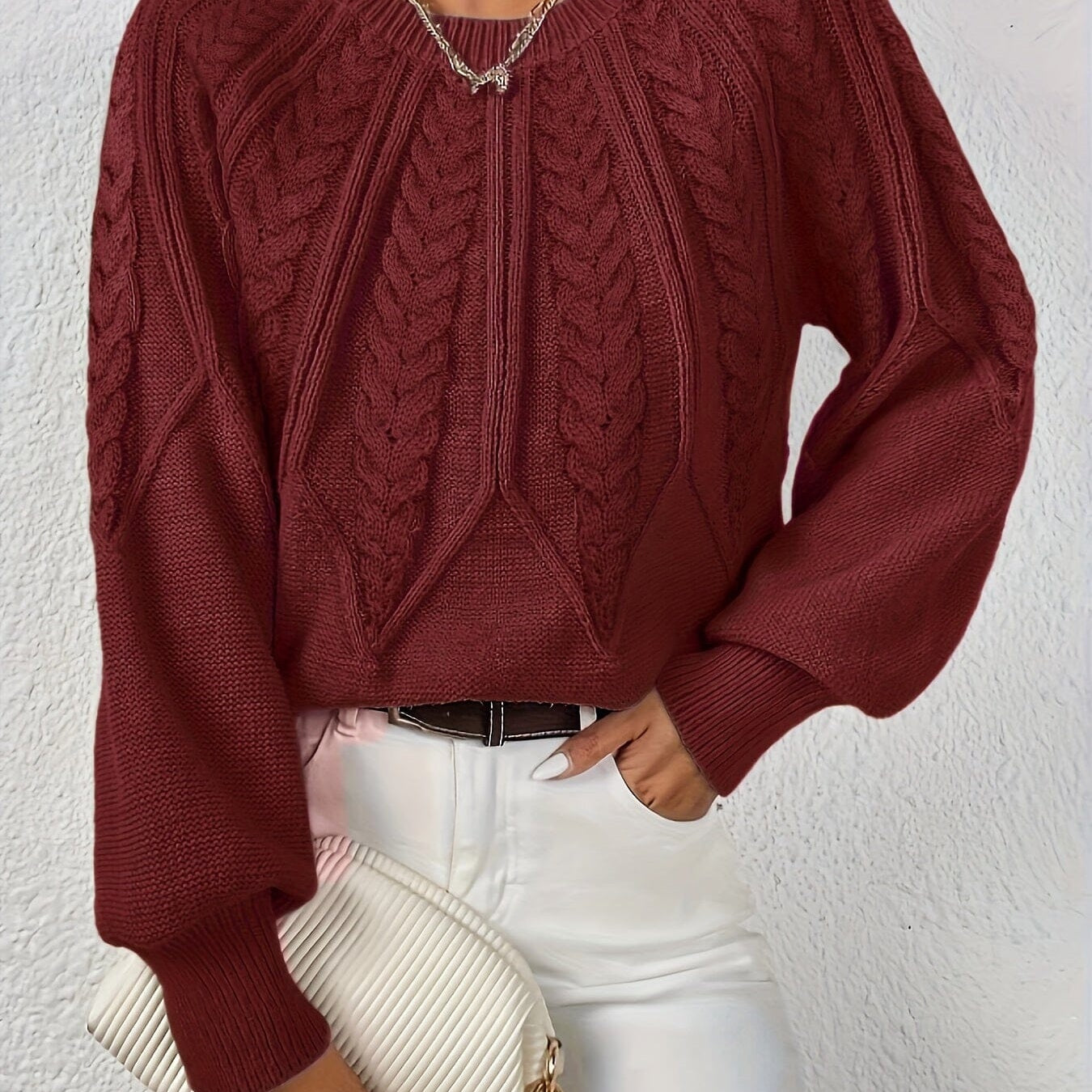 Margot | Pull chaud tricoté Essentielle Bordeaux XS 
