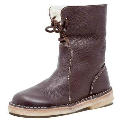 THE KONF™ | BOTTES IMPERMÉABLES EN CUIR POLAIRE AVEC DOUBLURE EN LAINE Essentielle Marron Foncé 35 